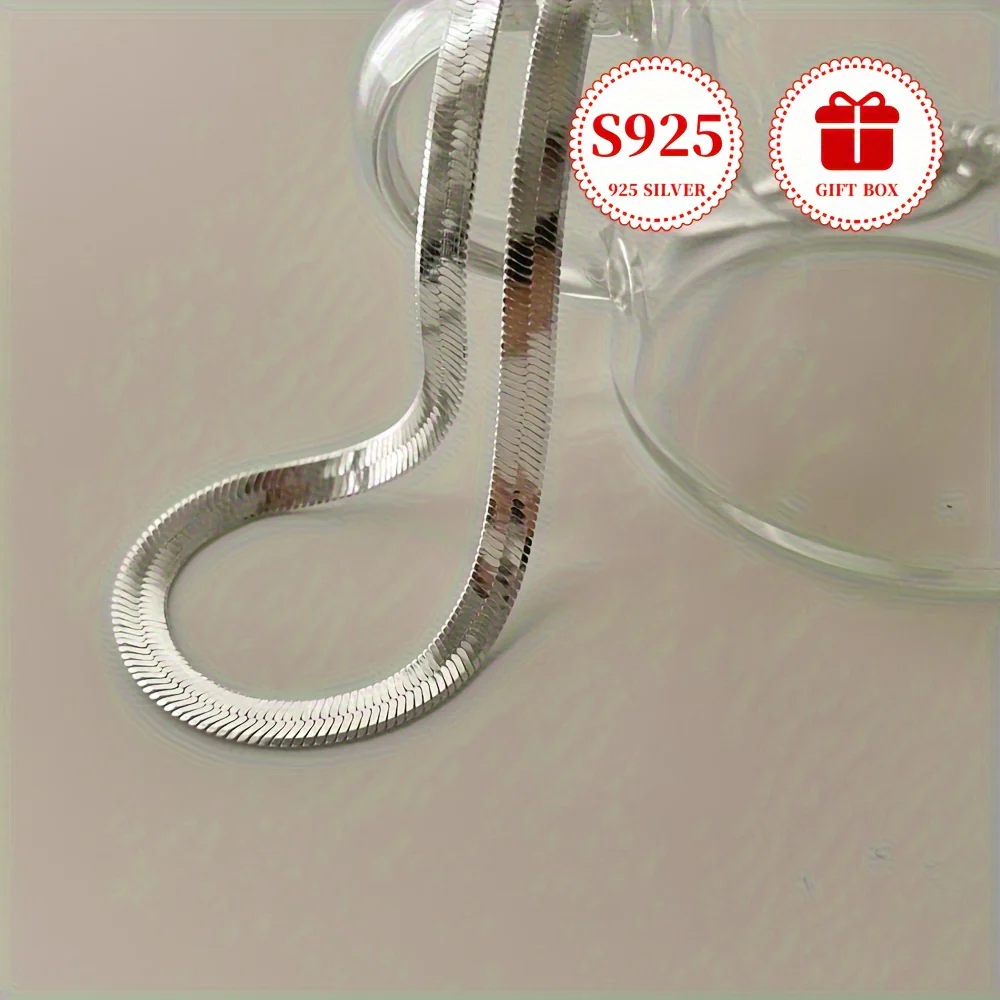 925 Sterling Silver Snake Bone Necklace - Allergy-Friendly & Fashion-Forward Design - Perfect for Couples, Personalized Daily Elegance in a Luxury Gift Box - Deanwangkt