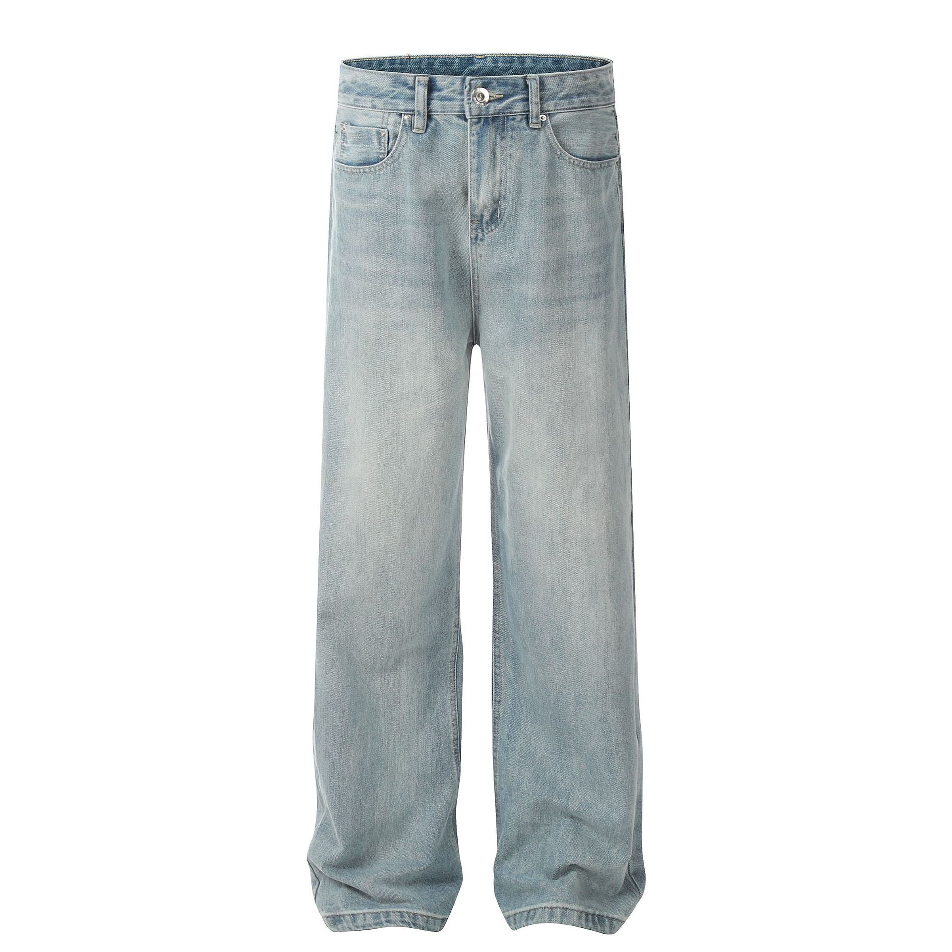 Man Kun FX017-2025n street new thin and drape high street light blue washed men's and women's same jeans - Deanwangkt