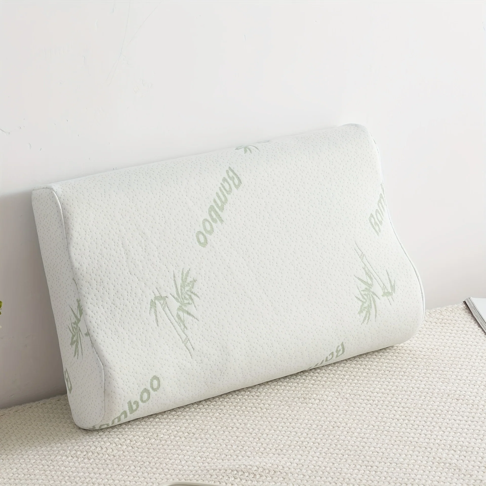 1pc Luxury Bamboo Bed Pillow - Slow Rebound Memory Foam for Back, Belly, Side Sleepers - Hypoallergenic, Breathable, Cooling, Supportive, Ergonomic Design for Hotel Quality Home Decor - Deanwangkt