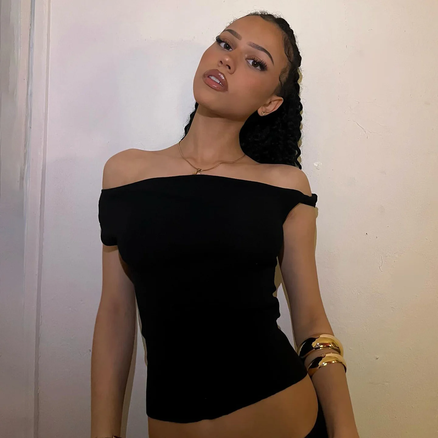 celebrity style fashionable and sexy one-word shoulder navel vest summer new Spice Girl slim-fitting eye-catching female customization - Deanwangkt