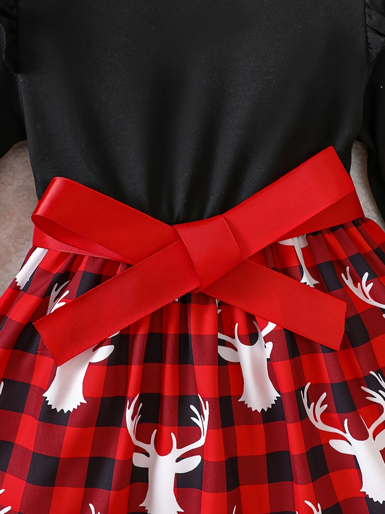 Girls Splicing Flutter Trim Long Sleeve Gingerbread Man Graphic Dress Kids Clothes Spring Fall Christmas Gift - Deanwangkt