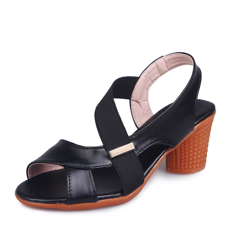 DEANWANGKT  Cross-Border Wholesale Women's Large Size Sandals Peep Toe Pu European and American Shoes Sleeve Fashion Kitten Heels Mom Sandals Female Summer 43 - Deanwangkt