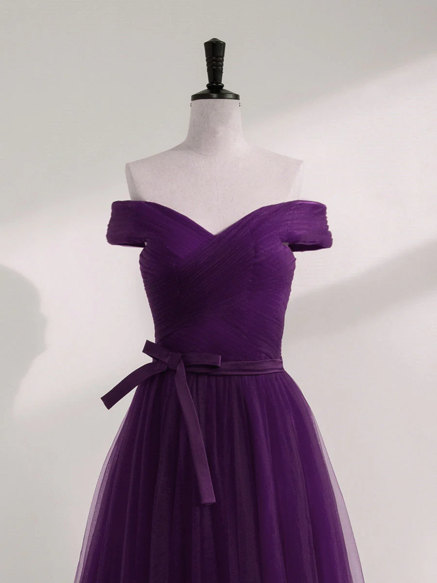 Solvbao Purple A-line Sweetheart Floor Length Evening Dress Bridesmaid Dress, Purple Formal Dress - Deanwangkt