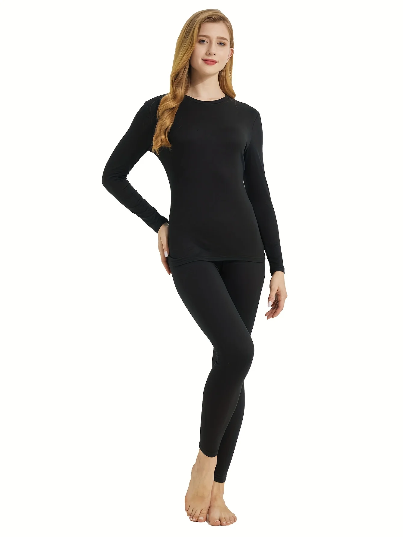 Ultra-Soft Seamless Thermal Underwear Set - Long Sleeve Crew Neck Tops & Cozy Pants for Women - Perfect for Lounging Around or as Underwear - Deanwangkt