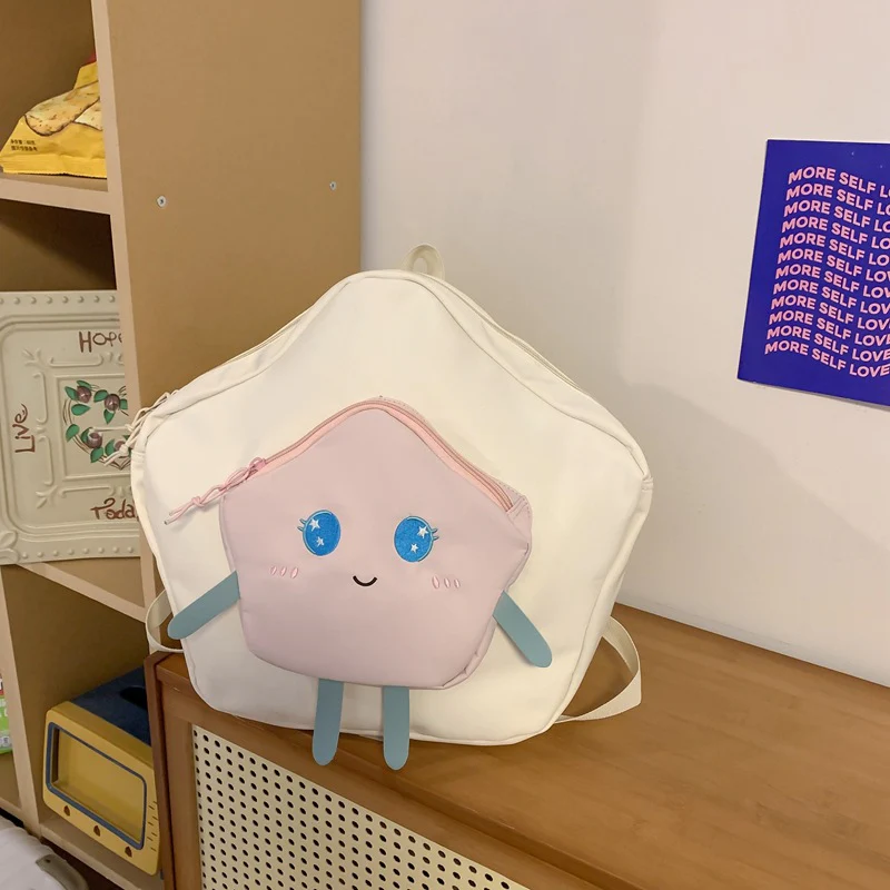 DEANWANGKT 2025 Cute little fresh star backpack popular new sweet cartoon five-pointed star backpack  doll travel bag - Deanwangkt