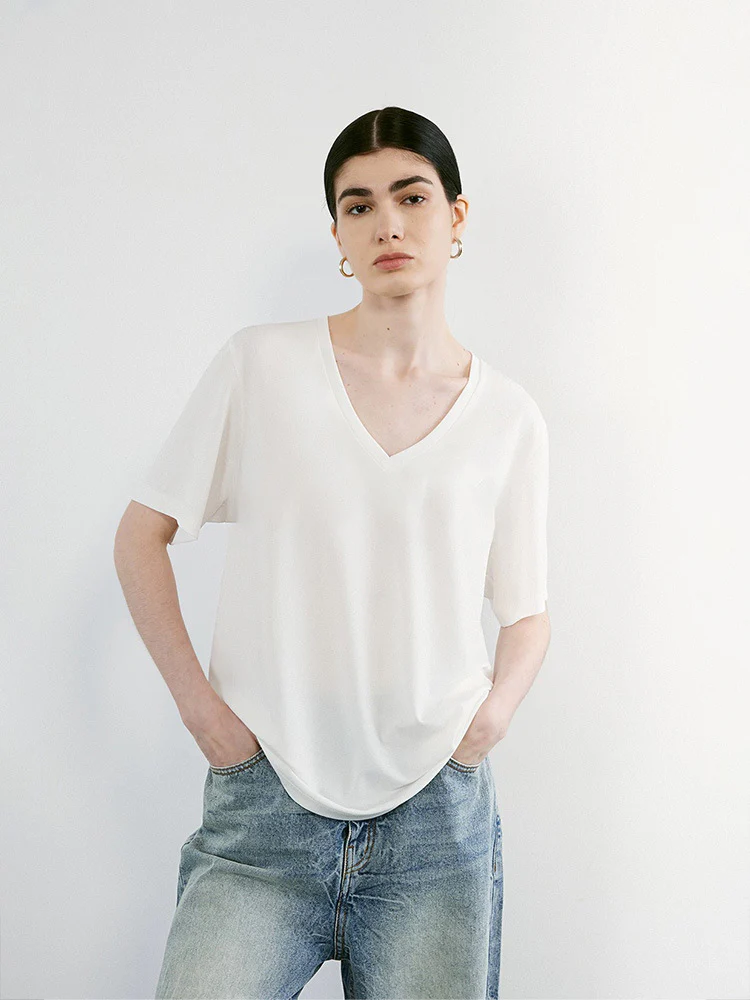 Siyuan, Japanese Knitted Triacetic Acid Cool Anti-Wrinkle Smoothie Lazy Loose Sunscreen T-Shirt Short Sleeve Women 7732 + 773 - Deanwangkt