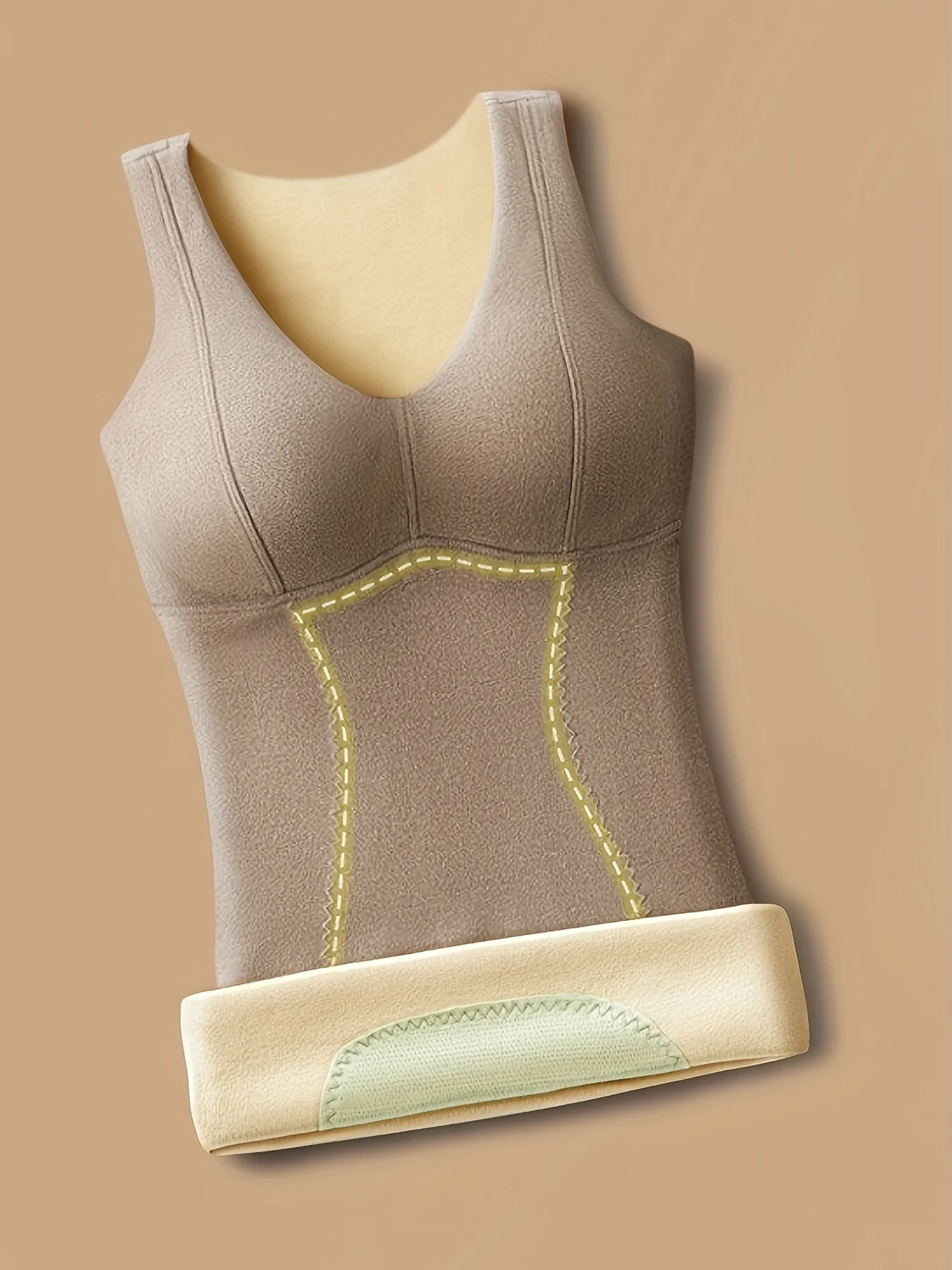 Buy 1 Get 1 Free, total of 2 Pcs Solid Plush Lined Thermal Underwear - Soft, Round Neck, Slim Fit, Tank Top Style, Women's Winter Underwear & Lingerie for Fall Season - Deanwangkt