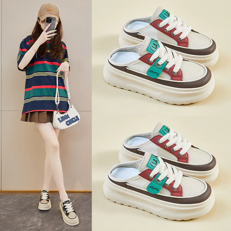 2025 summer little white shoes new Korean version ins female students thick sole heightening mesh breathable casual shoes ZY1828 - Deanwangkt
