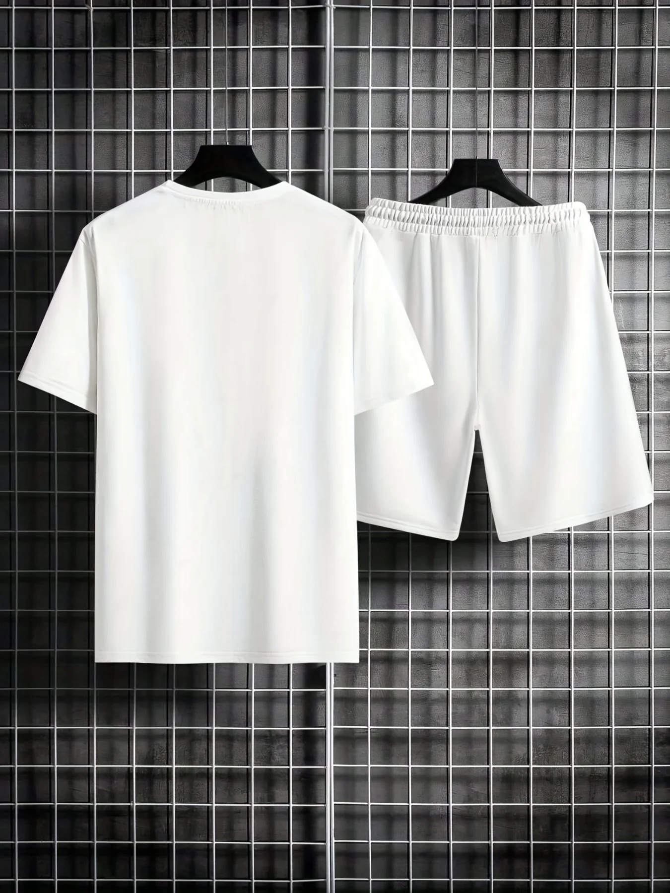 2pcs Mens LUCKY CHARM Loungewear Set - Fashion Bunny Doll Print T-Shirt & Drawstring Shorts with Pockets - Comfortable Casual Pajama Outfit for All-Day Wear - Deanwangkt