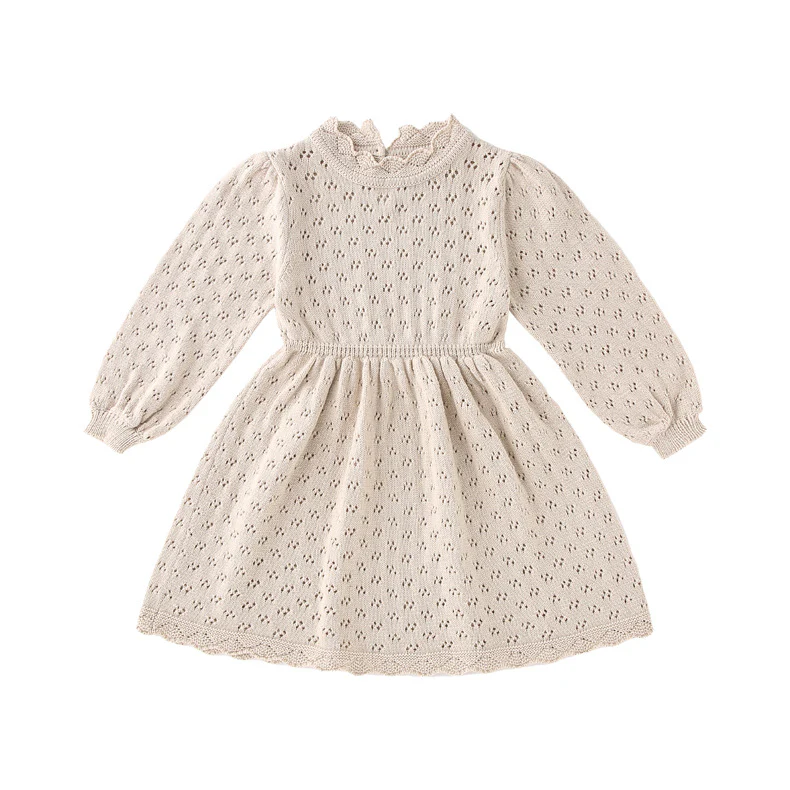 European and American New Girls' Cotton Dress Children's Hollow Princess Dress Bebe Autumn and Winter Baby Long Sleeve Dress - Deanwangkt