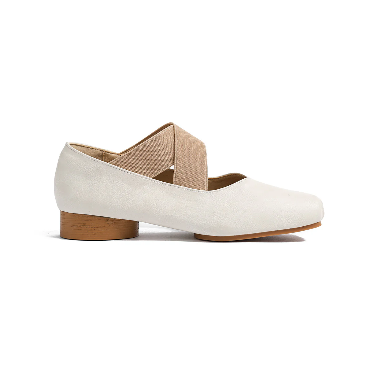 DEANWANGKT  Genuine Leather Mary Jane Pumps Autumn and Winter Retro Cross Belt Square Toe Comfortable Chunky Heel High Heel Pig Nose Ballet Shoes - Deanwangkt