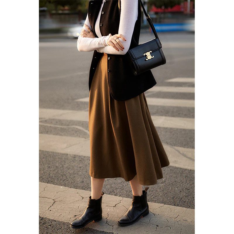 2025 Seasonal change,  high-waisted umbrella skirt, big swing skirt, spring new women's clothing, thin skirt, medium and long - Deanwangkt
