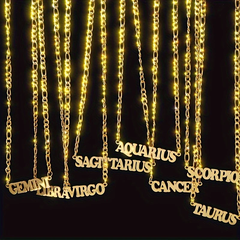 1pc Exquisite Stainless Steel Twelve Letter Pendant Necklace - Durable, Hypoallergenic, and Fashionable Jewelry Gift for Birthday and Special Occasions - Deanwangkt