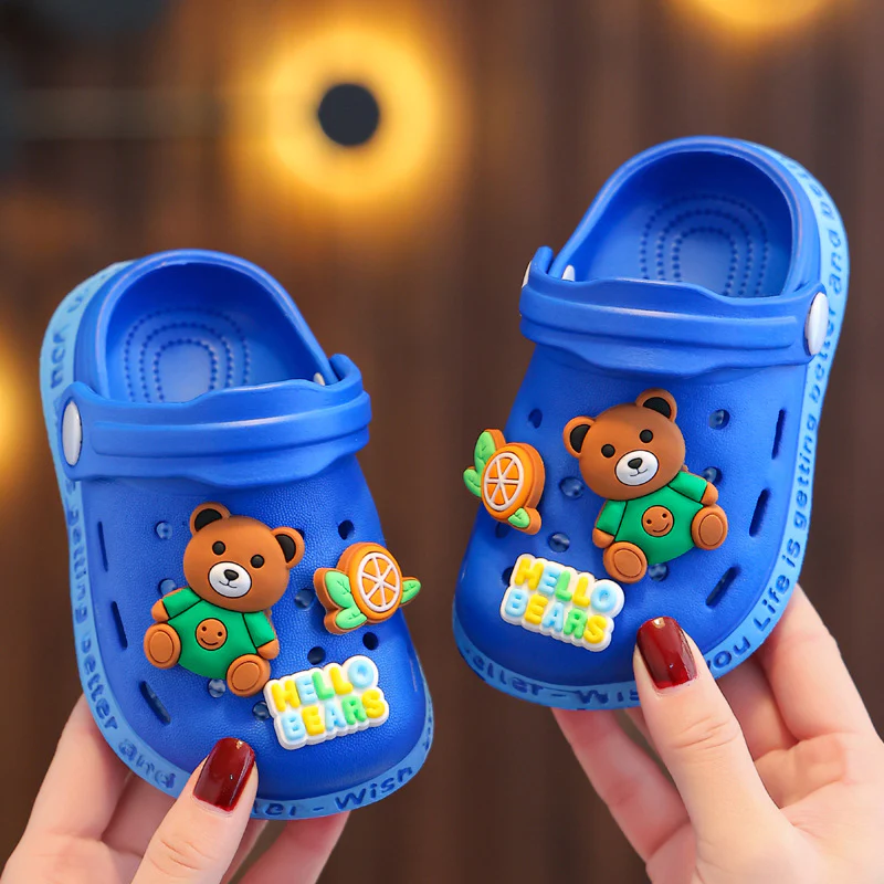 DEANWANGKT Eva Children's Closed Toe Hole Shoes Summer Girls Boys Baby Indoor Soft Bottom Non-Slip Kid's Cartoon Sandals - Deanwangkt