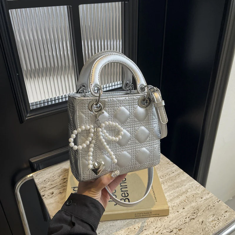 Beibei Shangpin  New High-Grade Bag Sheepskin Pattern Rhombus Diana Bag Portable Shoulder Crossbody Female Bags - Deanwangkt