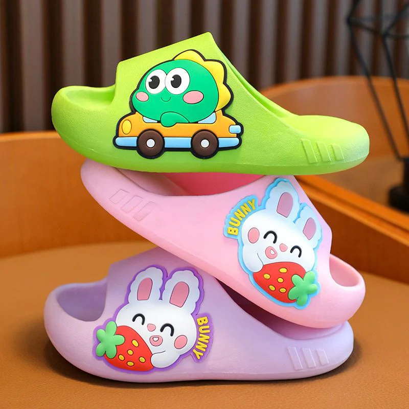 DEANWANGKT Children's Rabbit Dinosaur Cartoon Boys and Girls Princess Indoor and Outdoor Bathroom Soft Bottom Non-Slip Slippers One Piece Dropshipping Summer - Deanwangkt