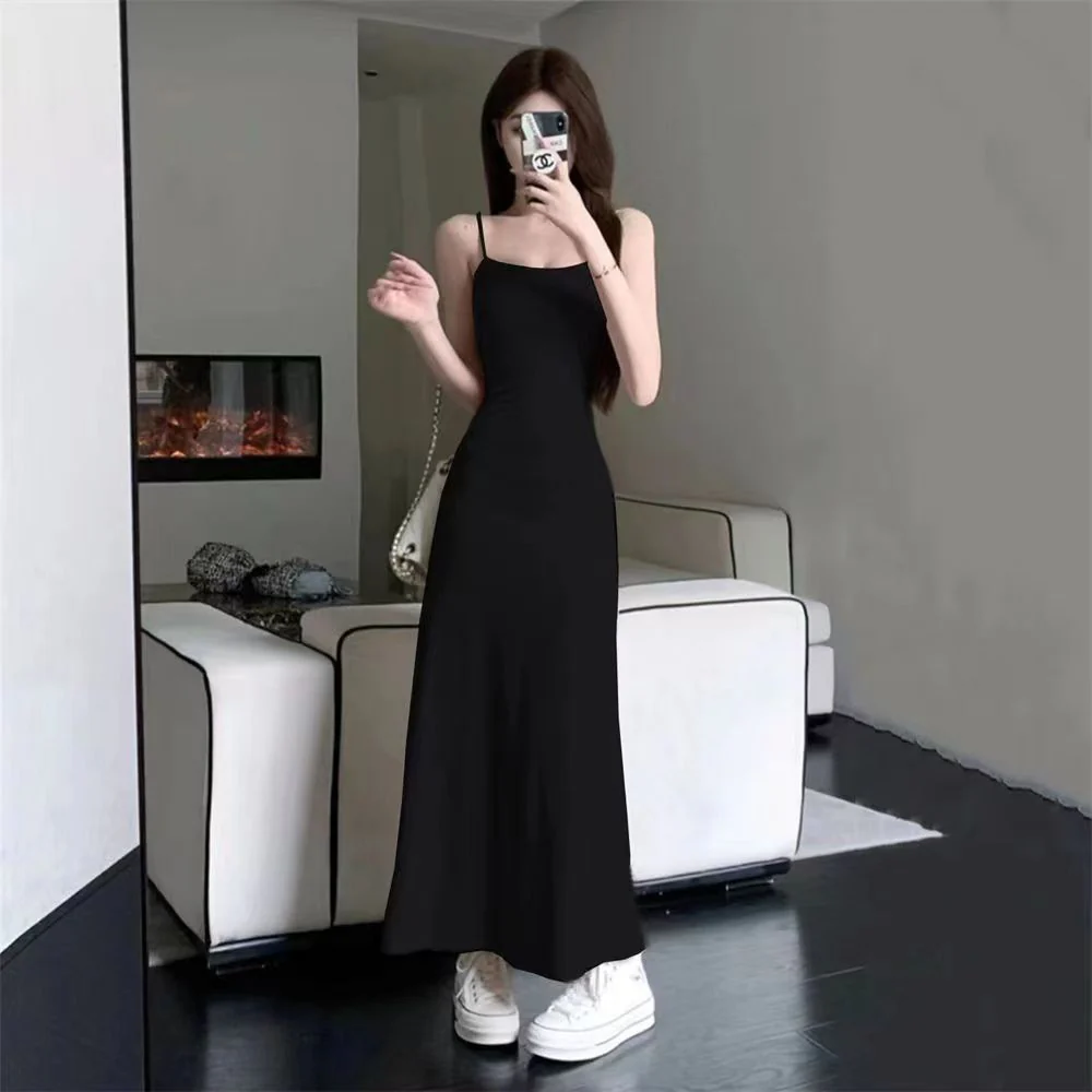 Hot Girl Elastic Sling Dress Women's Summer 2023 New Waist Slimming off-Shoulder Innerwear Bottoming Dress - Deanwangkt