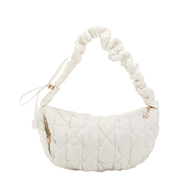 DEANWANGKT 2025 Cross-border bag  new Korean version pleated cloud bag down bag underarm dumpling bag women's bag shoulder messenger bag - Deanwangkt
