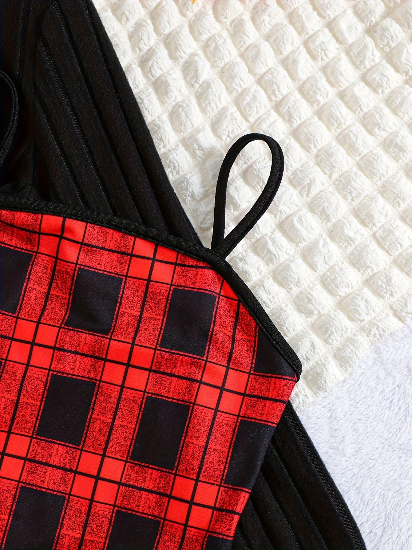 2pcs Elegant Ribbed Long Sleeve Cropped Top + Plaid Cami Dress Set Spring Fall Christmas Gift, girl's outdoor activities - Deanwangkt