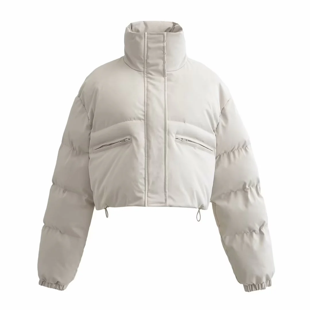 2025 autumn and winter stand-up collar pocket zipper bread clothes short cotton-padded clothes warm jacket women's clothing A98248 - Deanwangkt