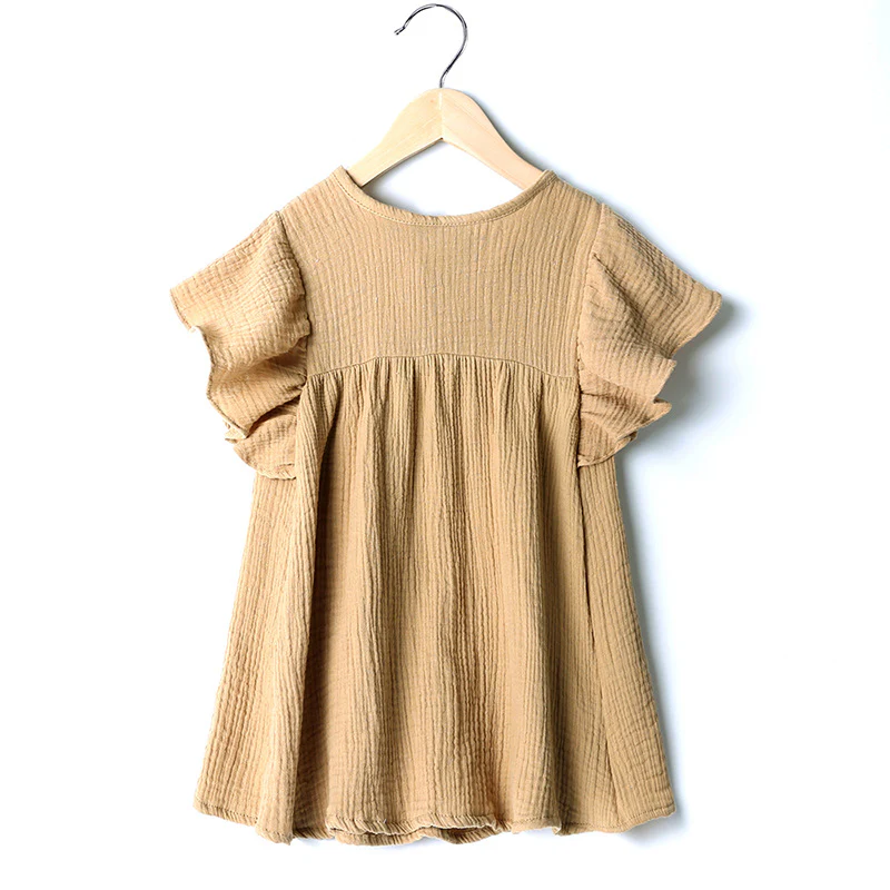Girls Dress  Summer New and Thin Skin-Friendly Cotton Ruffle Sleeve Baby Girl North European and American Princess Dress - Deanwangkt