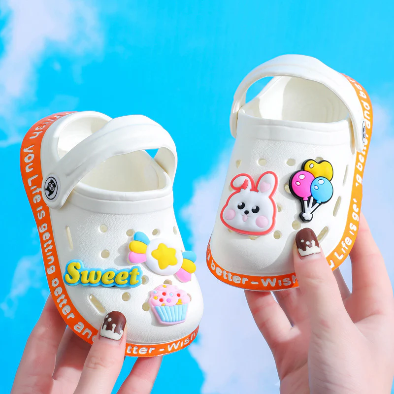 DEANWANGKT Eva Children's Closed Toe Hole Shoes Summer Girls Boys Baby Indoor Soft Bottom Non-Slip Kid's Cartoon Sandals - Deanwangkt