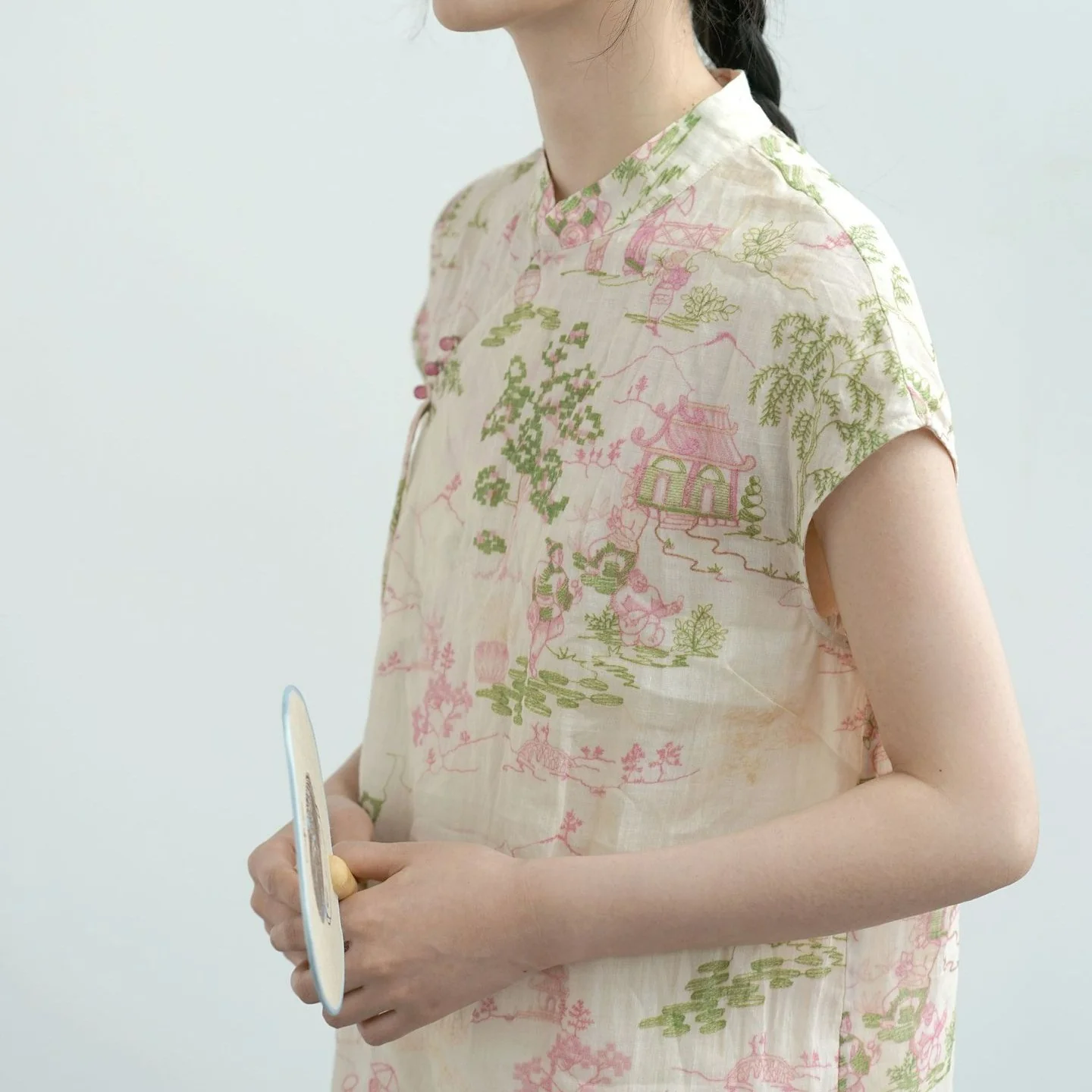 Original Chinese Zen digital printing stand-up collar cheongsam, Zen slim straight dress L25087 - Deanwangkt