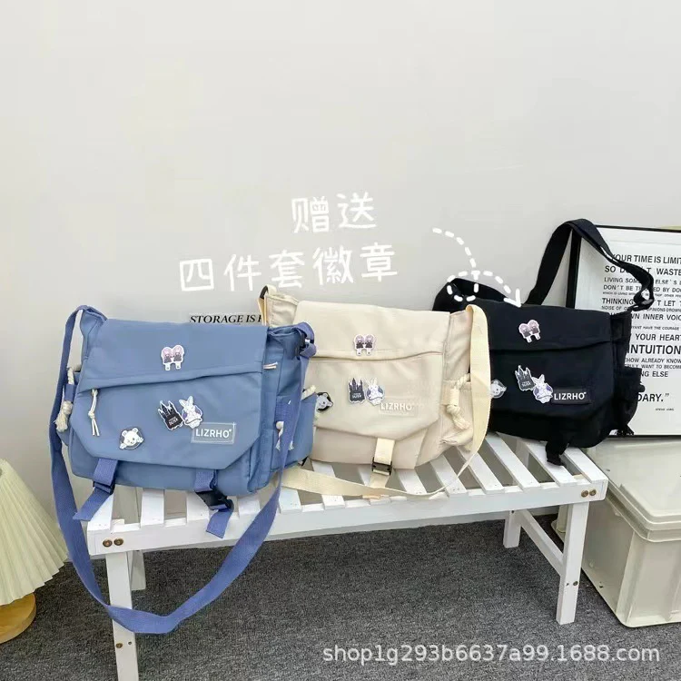 Korean Ins Style Large Capacity Shoulder Bag Japanese Harajuku Retro Overalls Style Messenger Bag Student Nylon Messenger Bag - Deanwangkt