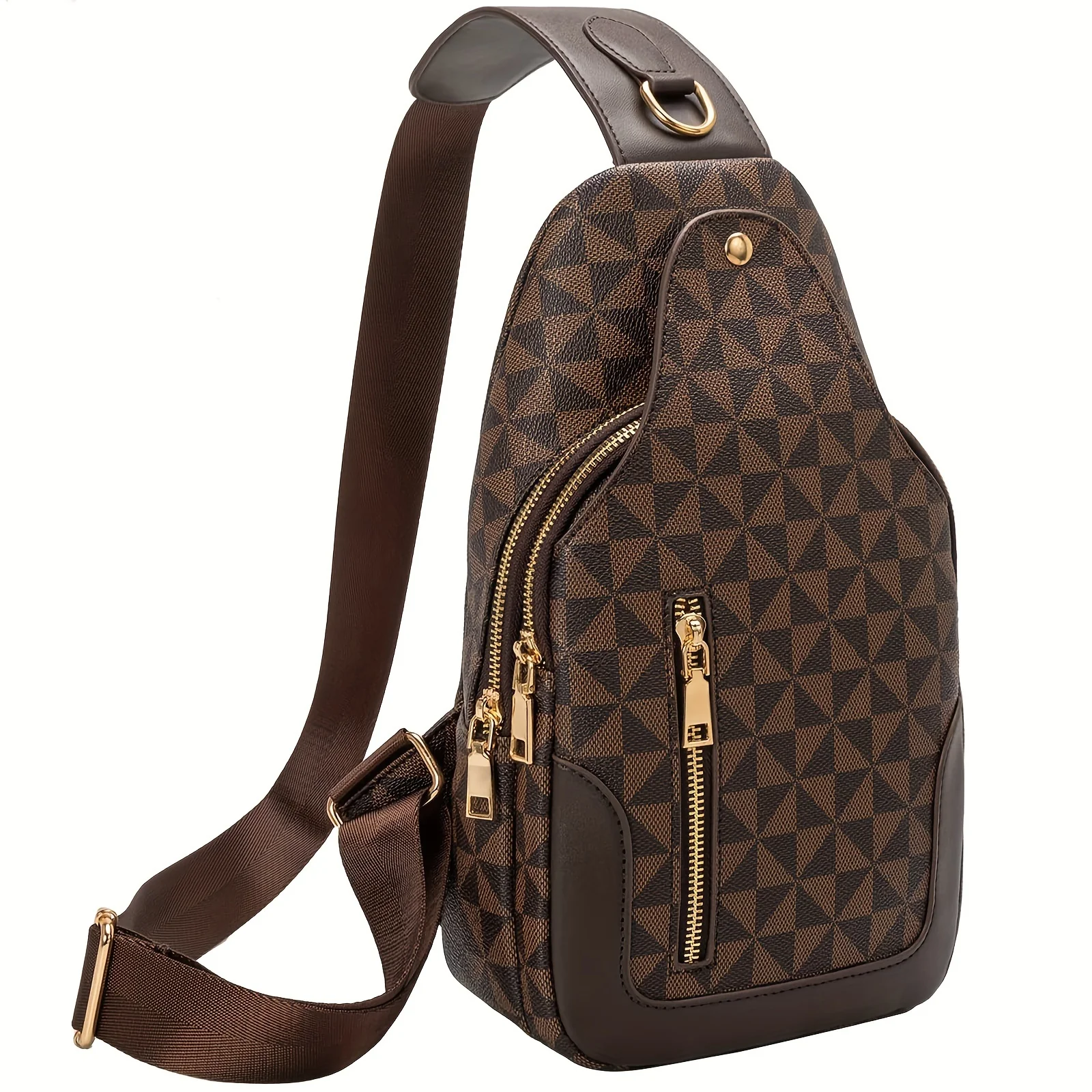 Small Plaid Faux Leather Crossbody Sling Bag Purse for Women - Stylish Zipper Closure, Adjustable Strap, Lined Interior, Trendy Travel Accessory for Occasional Use - Deanwangkt