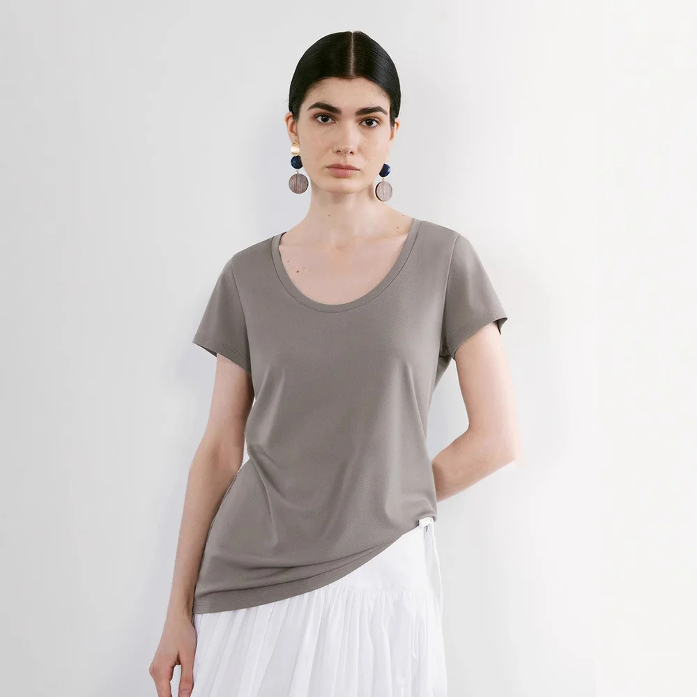 Siyuan, Japanese Knitted Triacetic Acid Cool Anti-Wrinkle Smoothie Lazy Loose Sunscreen T-Shirt Short Sleeve Women 7732 + 773 - Deanwangkt