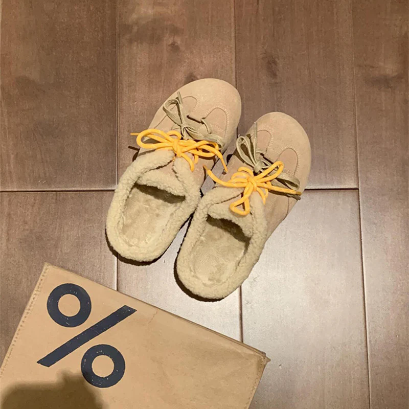 2025  Niche Birkenstock shoes platform slippers for women's autumn and winter wear popular new plush one-pedal fluffy bag head half slippers - Deanwangkt