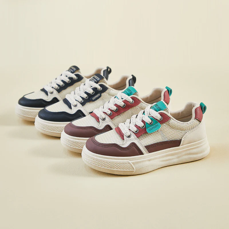 2025 summer little white shoes new Korean version ins female students thick sole heightening mesh breathable casual XF1239-3 - Deanwangkt