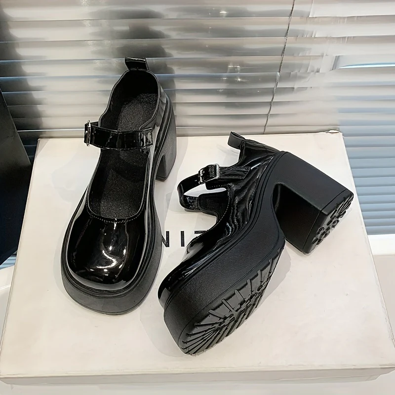 deanwangkt  Women's Platform High Heels, Round Toe Buckle Strap Chunky Heel Mary Jane, Versatile Lolita Shoes - Deanwangkt