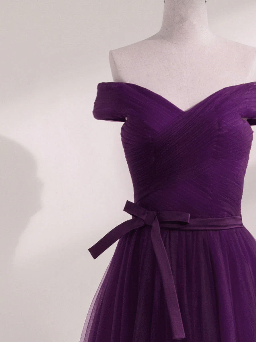 Solvbao Purple A-line Sweetheart Floor Length Evening Dress Bridesmaid Dress, Purple Formal Dress - Deanwangkt