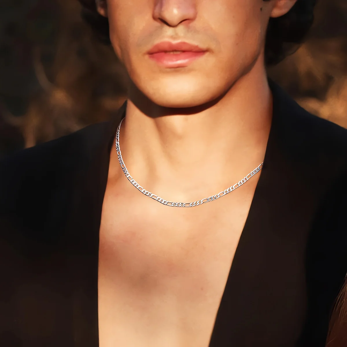 1PCS Figaro Chain Necklace - Durable Silver Plated, Timeless Classic Design, Adjustable 16-30 inches, Unisex Punk Hip Hop Jewelry for Men and Women - Unique Figaro Chain Link Design - Deanwangkt