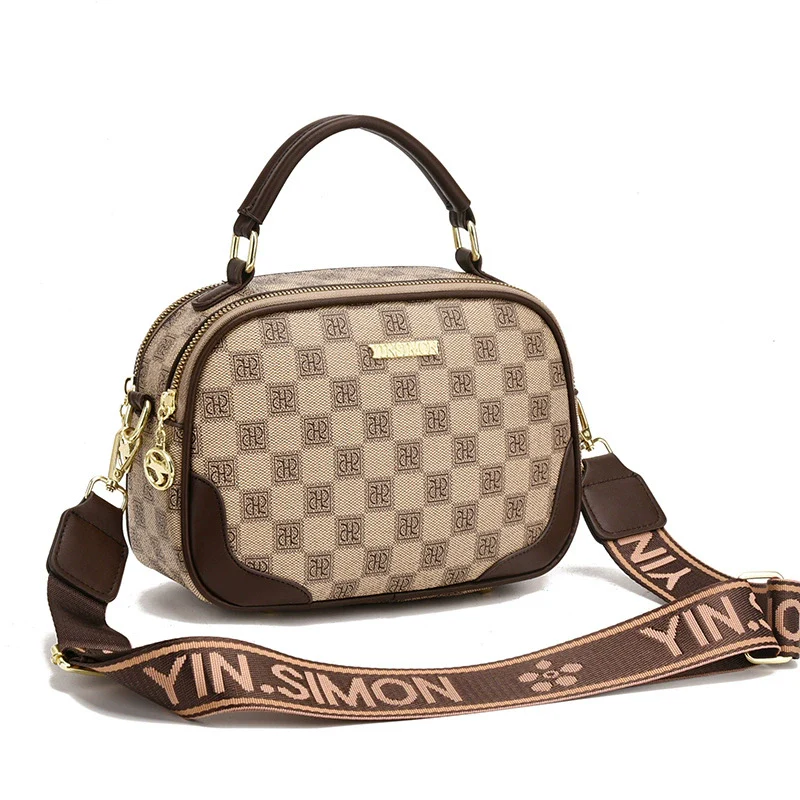 new fashion texture versatile high value single shoulder messenger bag wide shoulder strap handbag commuter small square bag women - Deanwangkt