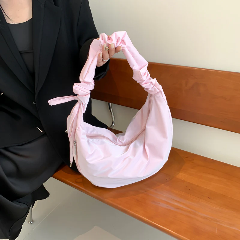 DEANWANGKT 2025 Korean version of fashion pleated dumpling bag popular new simple atmosphere shoulder bag New Popular trade girl messenger bag tide - Deanwangkt