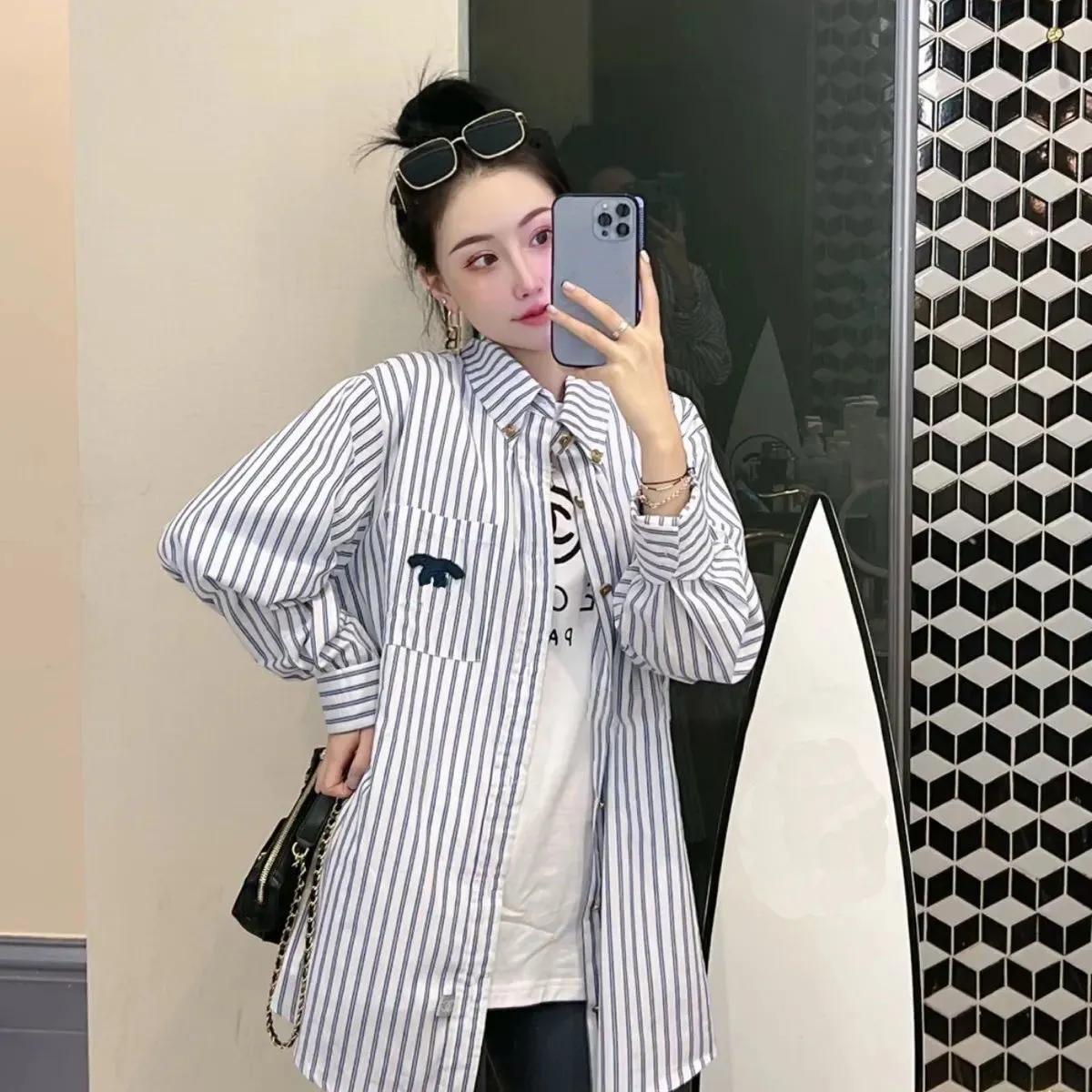 Autumn with the same niche new shirt loose men and women with casual fashion sunscreen striped shirt coat tide - Deanwangkt