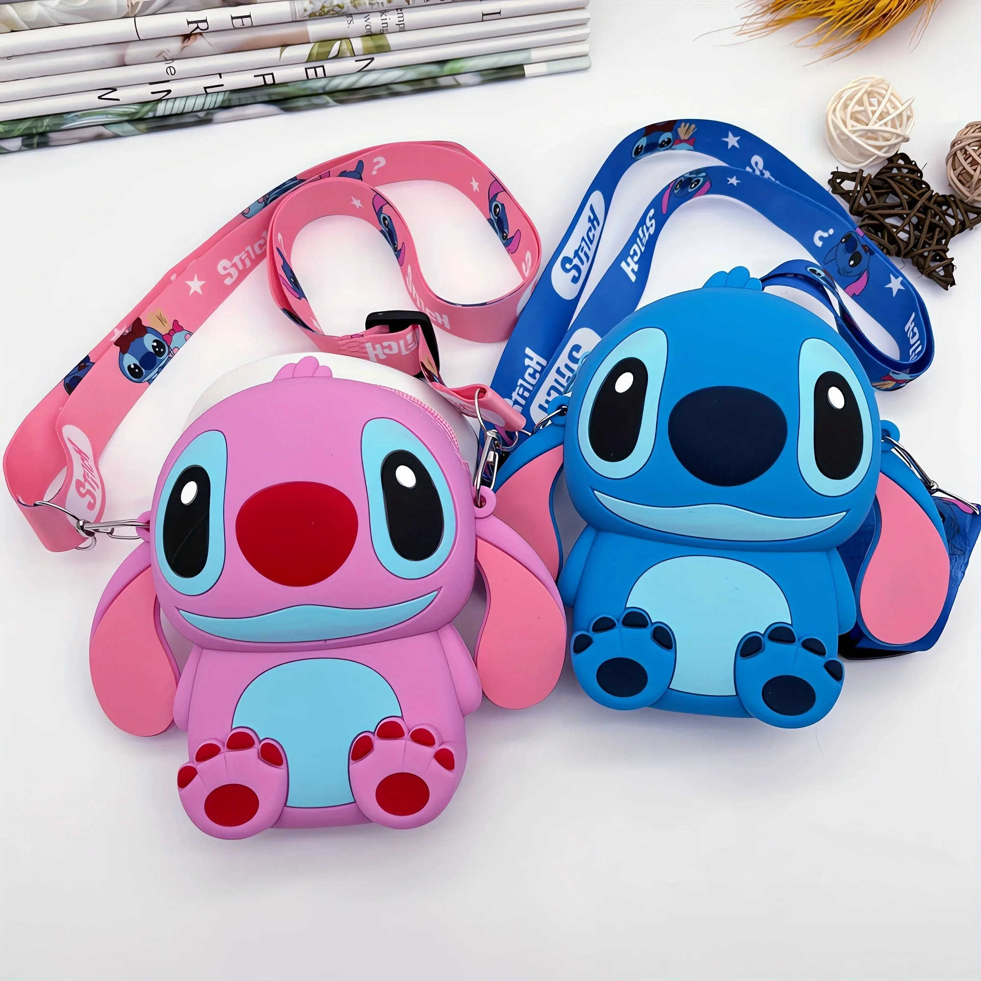1pc Disney Stitch Crossbody Bag - Adjustable Shoulder Strap, Zipper Closure, Cartoon Stitch Design, Silicone Material, Coin Wallet Purse with Secure Storage - UME Brand - Deanwangkt