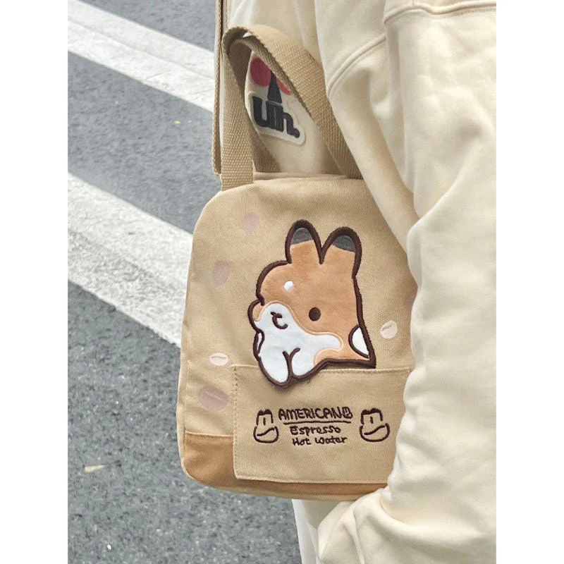deanwangkt - Japanese Cute Cartoon Rabbit Large Capacity Canvas Bag Women's Bag Tote Bag Crossbody Bag Messenger Bag Wallet Mini Bag - Deanwangkt