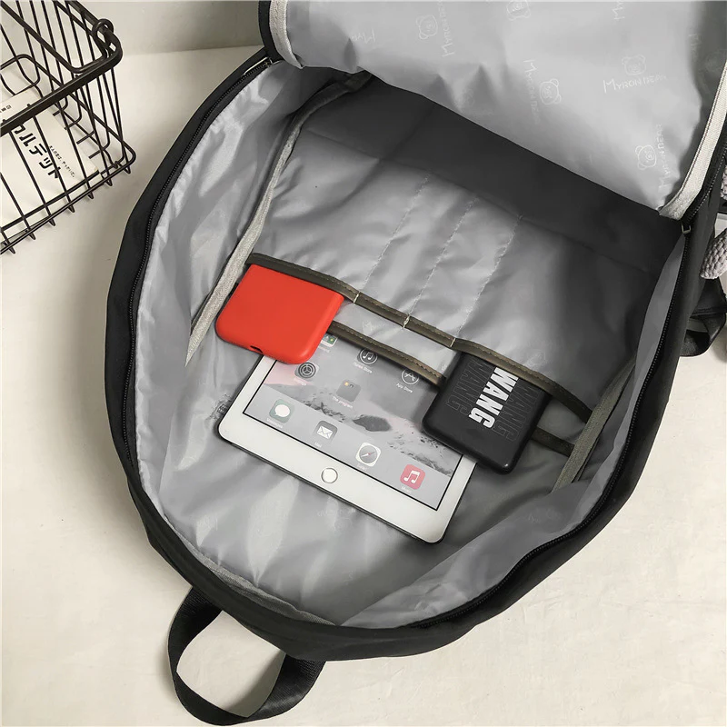 deanwangkt  Schoolbag Men's Ins Korean Harajuku Ulzzang Women's High School and College Student Versatile Large Capacity Travel Backpack Backpack - Deanwangkt