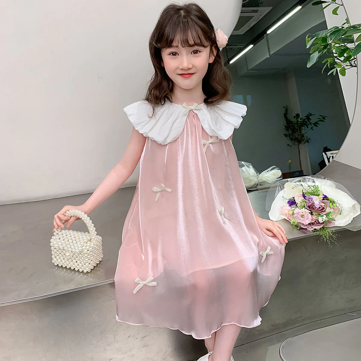 Girls Dress  Summer Fashion Sweet Bow Princess Dress Little Girl Western Style Streamer Dress Original - Deanwangkt