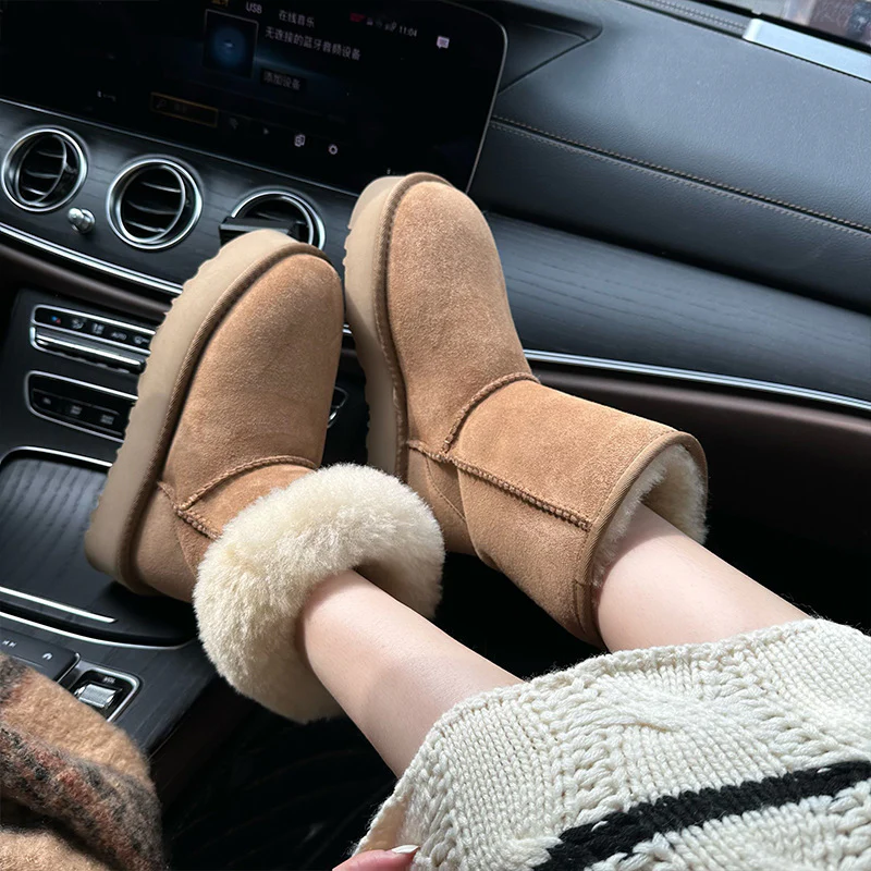 2025  Winter snow boots women's thick soles increase in height two wear medium boots non-slip cotton shoes short boots tide - Deanwangkt