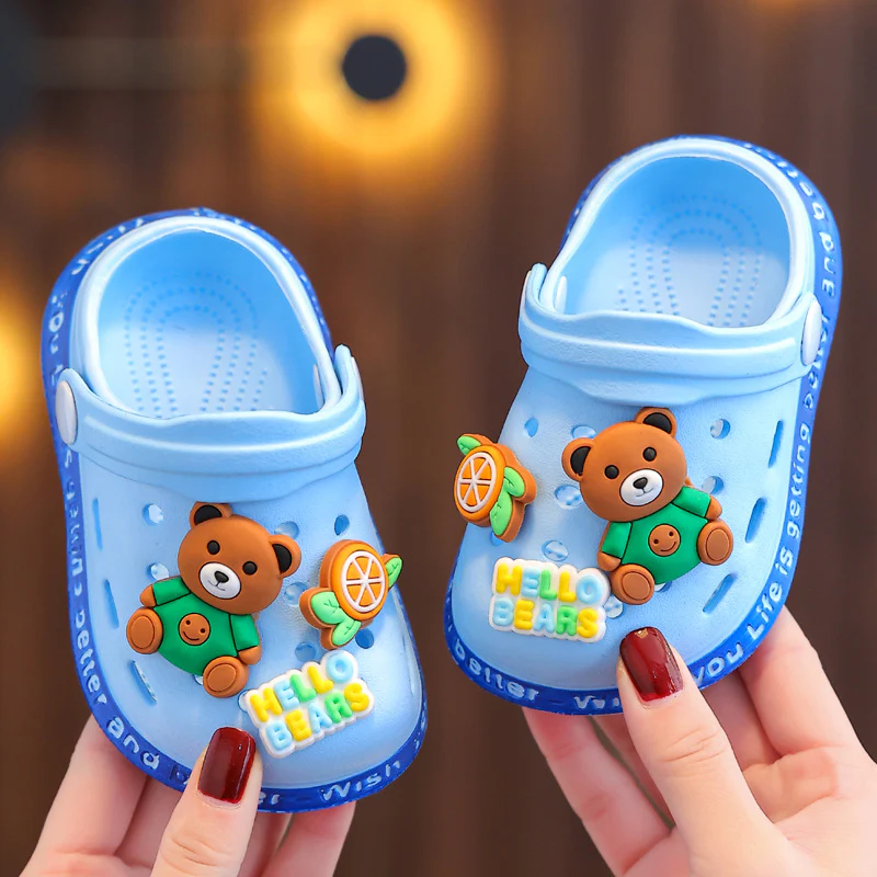 DEANWANGKT Eva Children's Closed Toe Hole Shoes Summer Girls Boys Baby Indoor Soft Bottom Non-Slip Kid's Cartoon Sandals - Deanwangkt