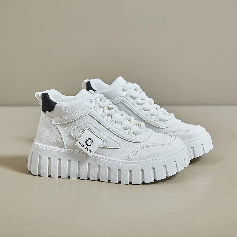2025 spring new ins Korean version of high-top little white shoes female students high-top platform casual shoes street shot KT12261 - Deanwangkt
