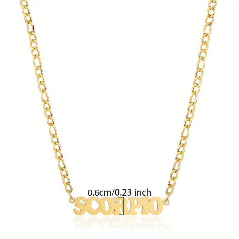 1pc Exquisite Stainless Steel Twelve Letter Pendant Necklace - Durable, Hypoallergenic, and Fashionable Jewelry Gift for Birthday and Special Occasions - Deanwangkt