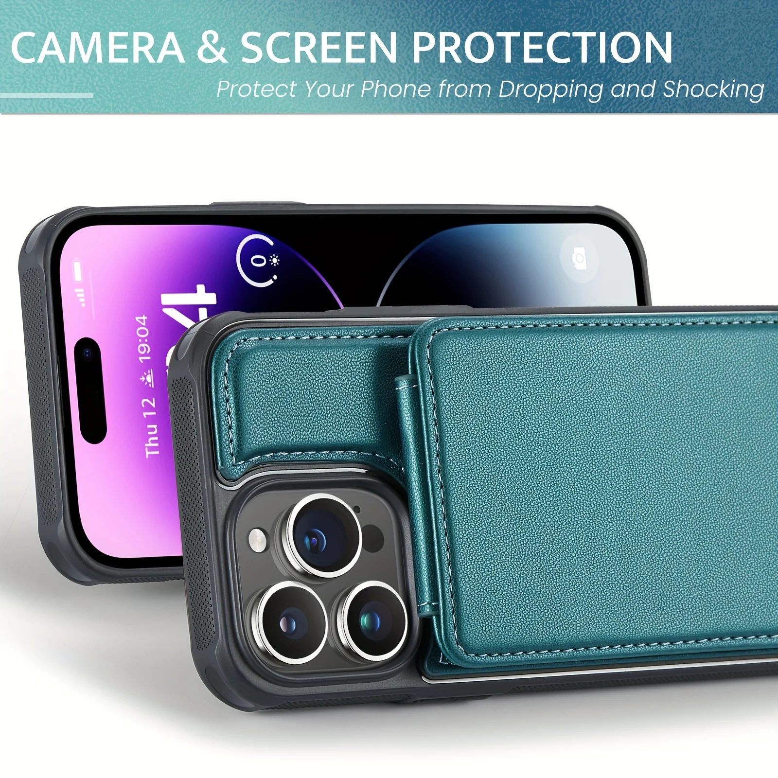 Durable Phone Case with Card Wallet & Anti-theft Compartment - For Couples - Secure Fit for iPhone 14 Pro Max, 12 mini, 11 Pro - Car Mount Ready - Deanwangkt