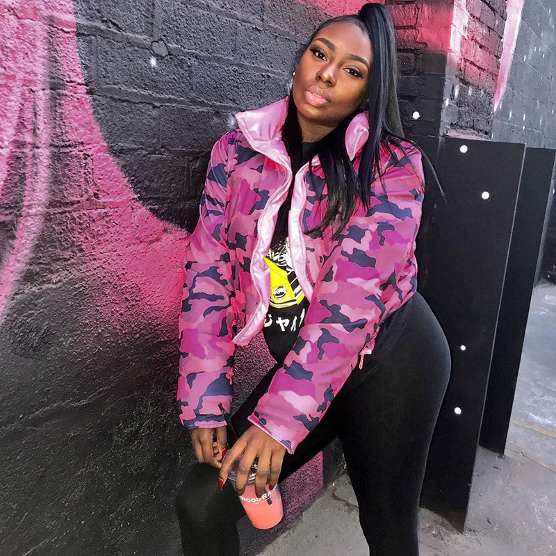 M22TP520 European and American women's clothing autumn and winter new casual printing lapel zipper front and back two wear long-sleeved slim cotton clothes - Deanwangkt