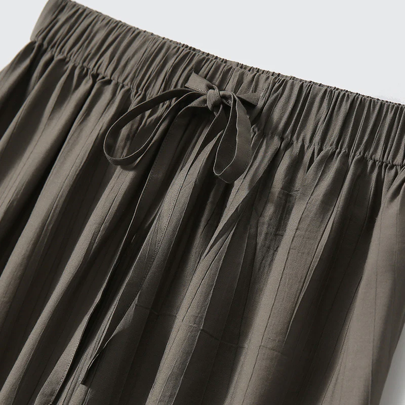 2025 Ice silk drooping wide-leg pants, soft elastic waist thin floor-mopping pants, mosquito-proof pants, trousers, women's summer clothing - Deanwangkt