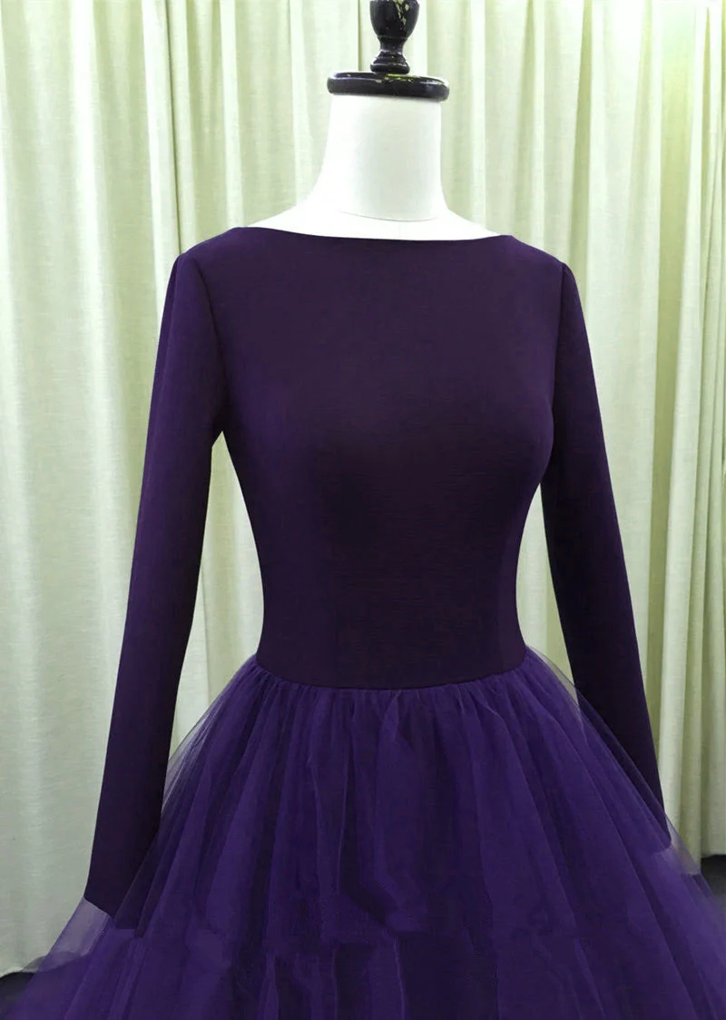 Solvbao Gorgeous Spandex and Tulle Ball Gown Evening Dress, Purple Party Dress - Deanwangkt